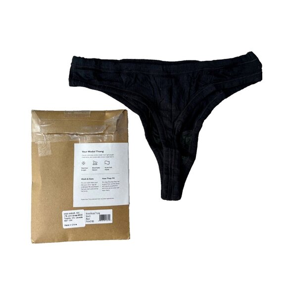 Knix x Ashley Graham Micro Modal Thong Underwear Black ( S ) - Picture 2 of 2